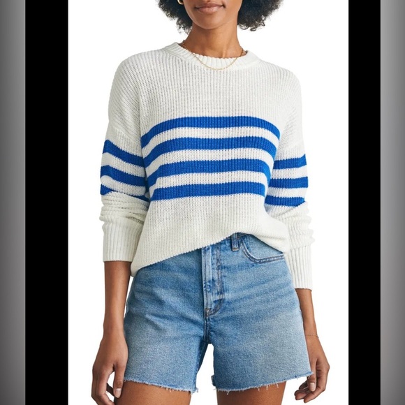 Faherty Sweaters - Faherty Miramar Stripe Linen & Organic Cotton Sweater Medium
